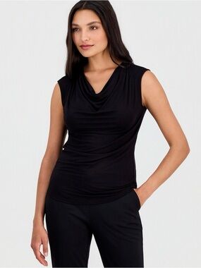 Anne Klein Women's Pleated Cowl-Neck Sleeveless Top